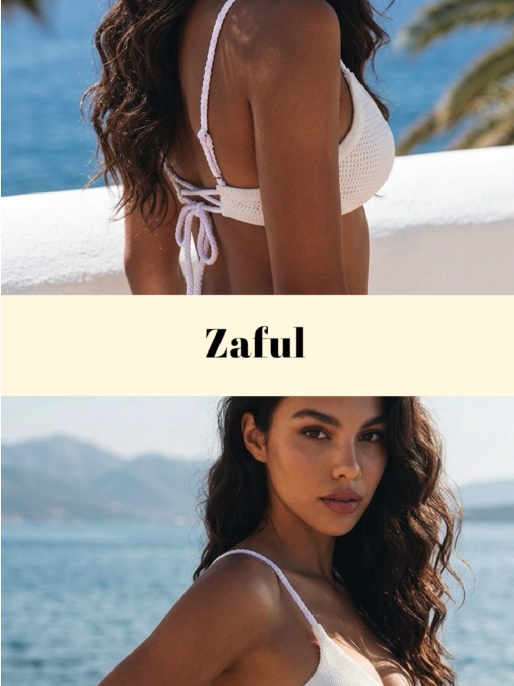 Zaful White Tie-Back Bikini Top